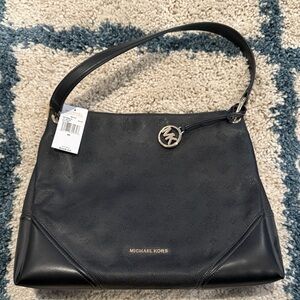 Michael Kors Nicole Medium Black Leather Shoulder Bag - 35T9GNIL2L black